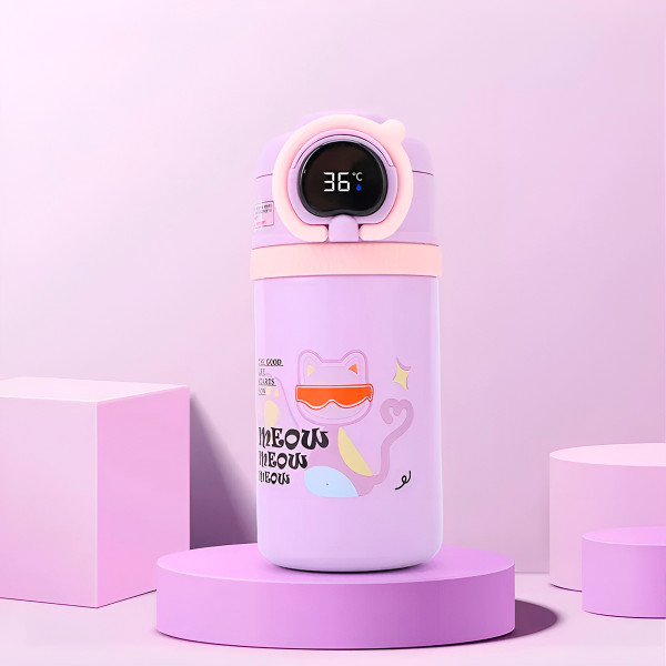 Garrafa Squeeze Copo Térmico Infantil Tela Digital Termômetro