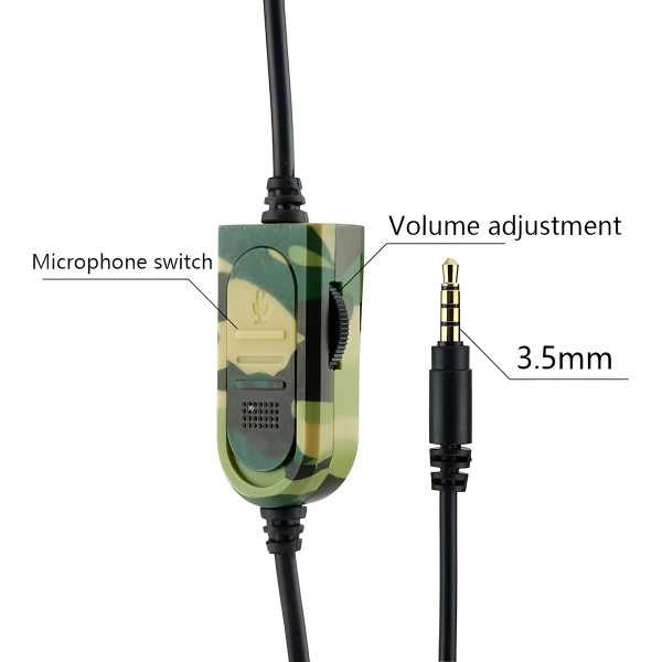 Headset Camuflado Fone de Ouvido Gamer Microfone com Fio