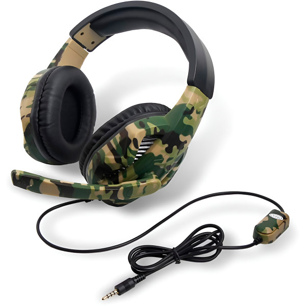Headset Camuflado Fone de Ouvido Gamer Microfone com Fio