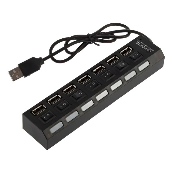 Hub Cabo Usb 2.0 Extensor Adaptador 7 Portas Hd Pen Drive