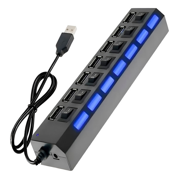 Hub Cabo Usb 2.0 Extensor Adaptador 7 Portas Hd Pen Drive