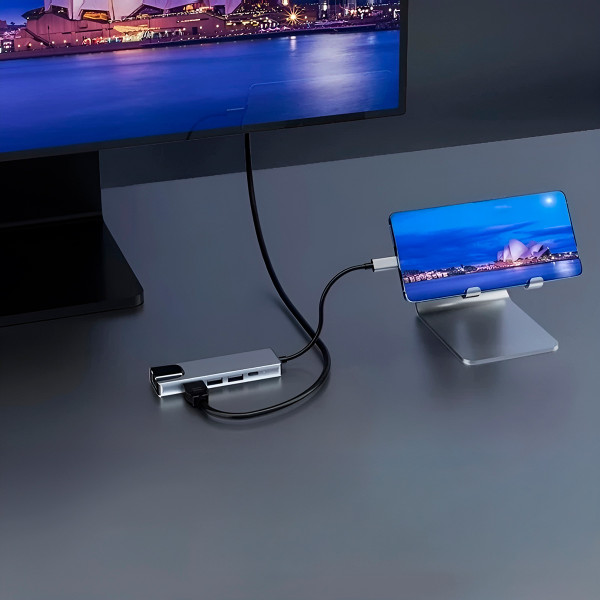 Hub USB C 5 em 1 Adaptador Informática Computador Dados
