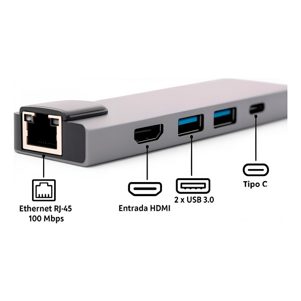 Hub USB C 5 em 1 Adaptador Informática Computador Dados