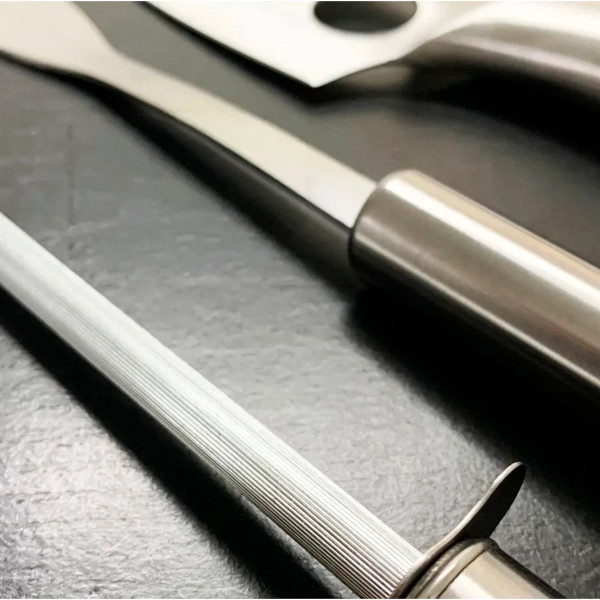 Kit Churrasco 3 Peças Faca Garfo Chaira Aço Inox Presente