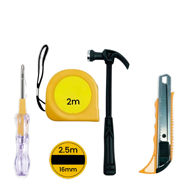 Kit de Ferramentas 5 Peças Martelo Estilete Reparos