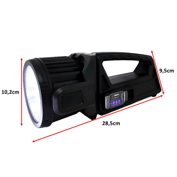 Lanterna Flashlight LED Recarregável Painel Solar Multifuncional