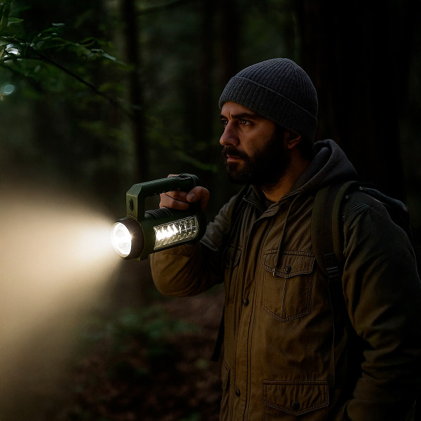 Lanterna Holofote Recarregável 2 em 1 LED Emergência