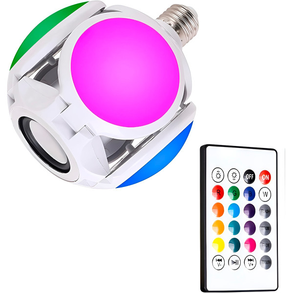 Lâmpada Dobrável Musical Bluetooth Controle Remoto