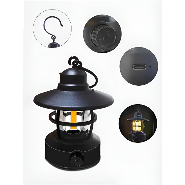 Luminária Formato Lampião LED Recarregável Resistente