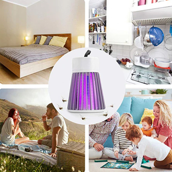 Luminária LED Repelente Elétrico Armadilha Ultravioleta Mata Mosquito USB