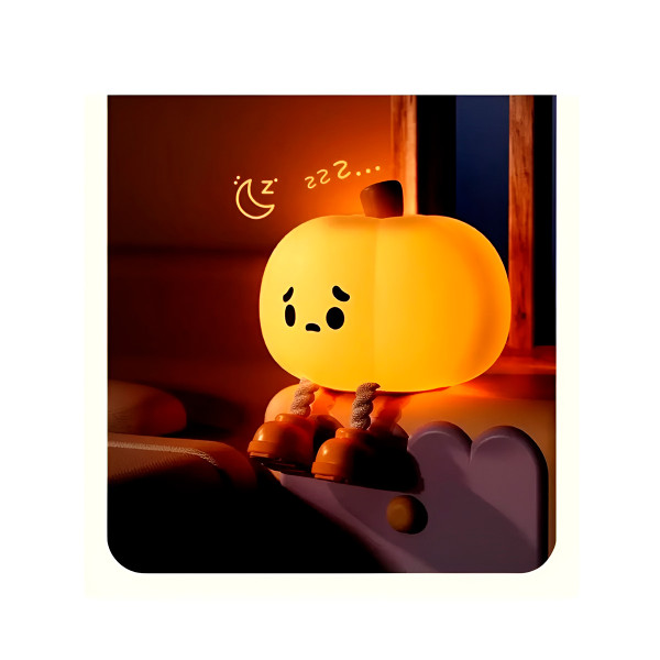 Luz Lâmpada Luminária Infantil Abóbora LED Silicone