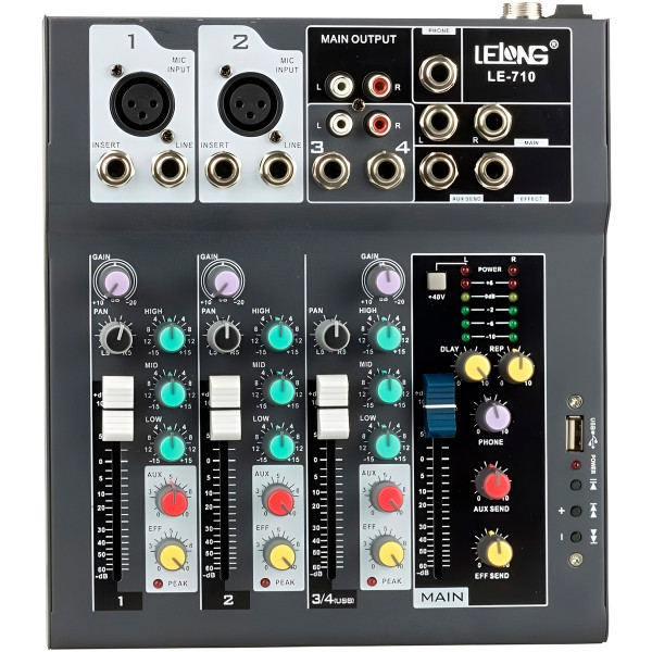 Mesa de Som Digital Mixer USB 4 Canais Bluetooth M...