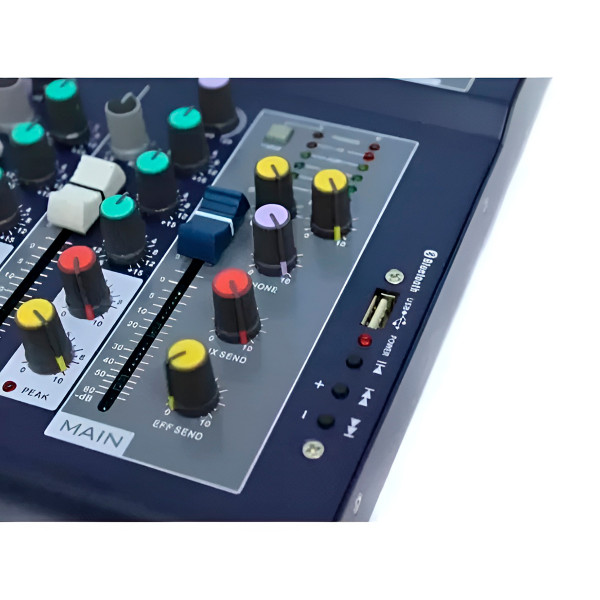 Mesa de Som Digital Mixer USB 4 Canais Bluetooth MP3 Player