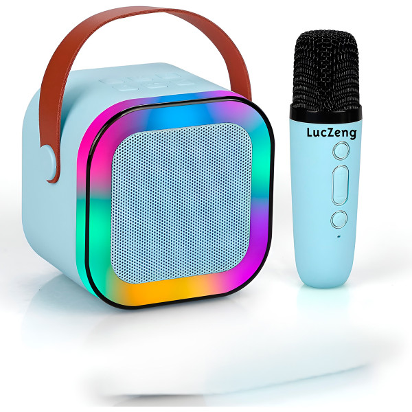 Mini Caixa de Som Microfone Bluetooth Portátil RGB