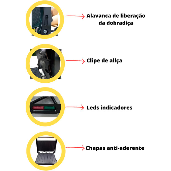 Mini Grill Elétrico de Inox Grelha Antiaderente Cozinha 220V