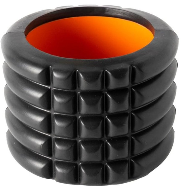 Mini Rolo de Liberação Miofascial Com Ranhuras - Preto e Laranja