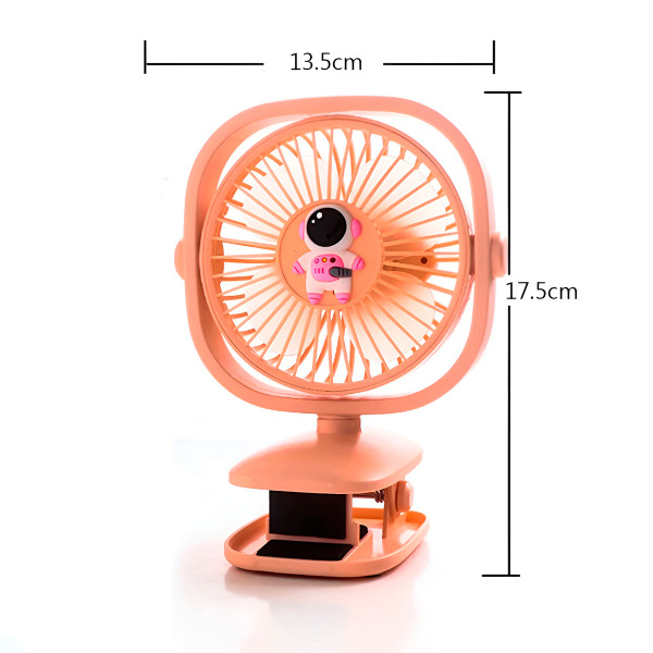 Mini Ventilador Luz LED Presilha Fixador USB Recarregável