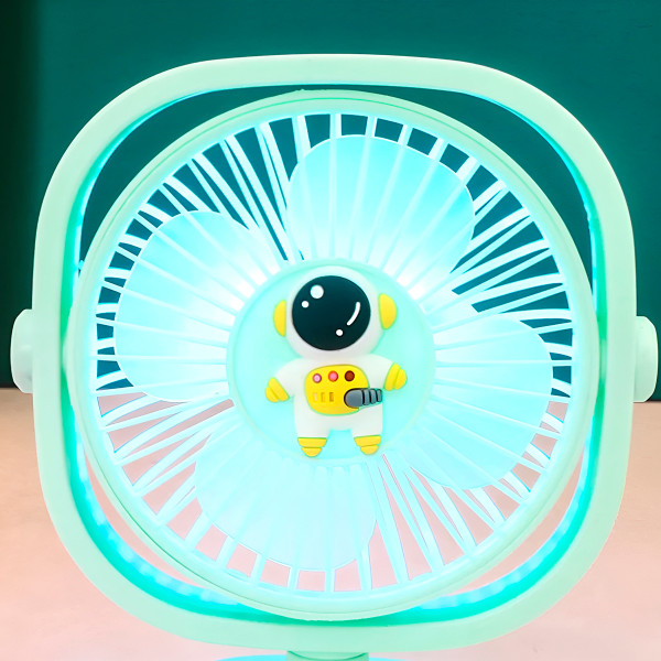 Mini Ventilador Luz LED Presilha Fixador USB Recarregável