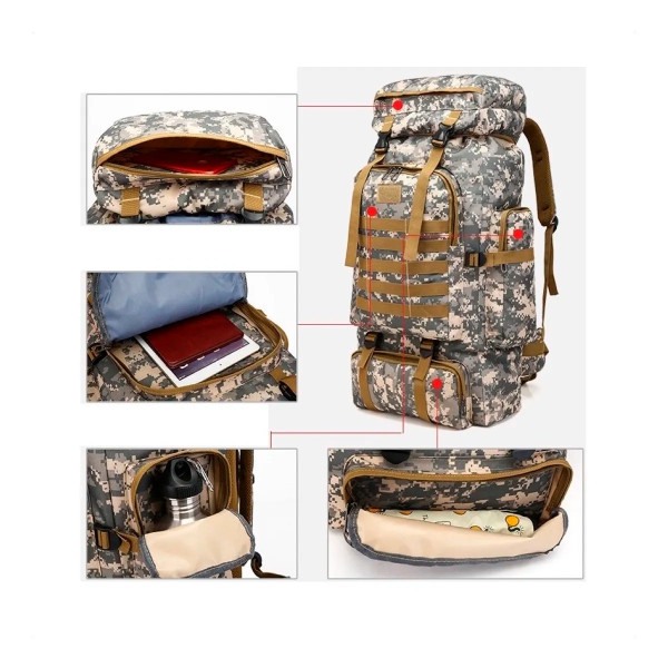 Mochila Tática Cargueira Impermeável 80 Litros Camping
