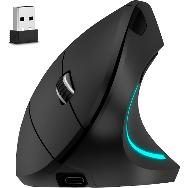 Mouse Vertical Sem Fio Wireless Bluetooth Receptor