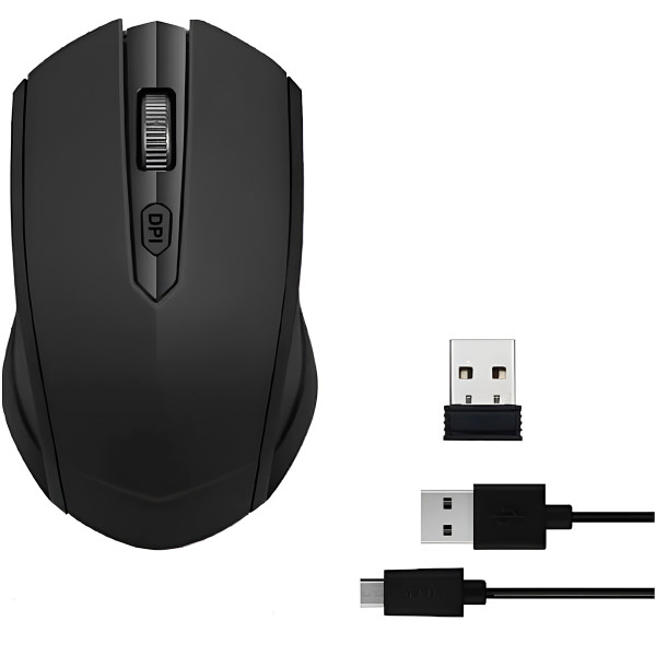 Mouse Wireless Recarregável Ergonômico Sem Fio Preto