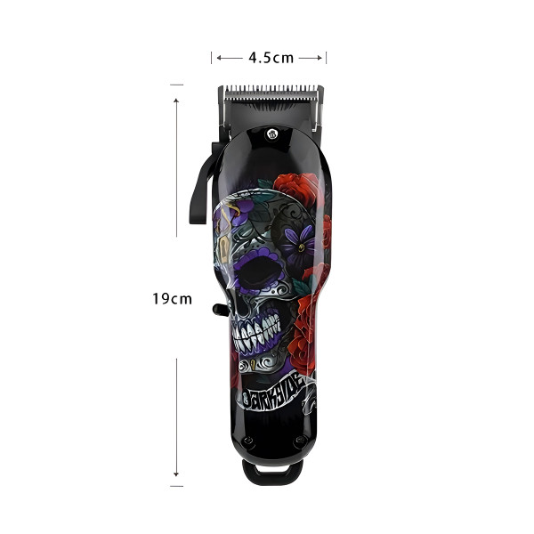 Máquina Profissional Cortar Cabelo Caveira Bivolt Recarregável