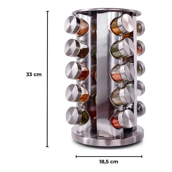 Porta Temperos Aço Inox 20 Potes Redondos Organização