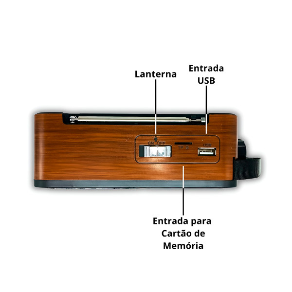 Rádio Bluetooth Vintage Recarregável Portátil Lanterna