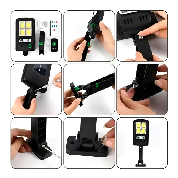 Refletor Painel Solar Luminária Externa Sensor Presença
