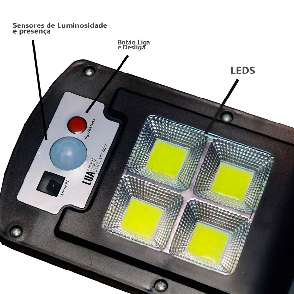 Refletor Painel Solar Luminária Externa Sensor Presença