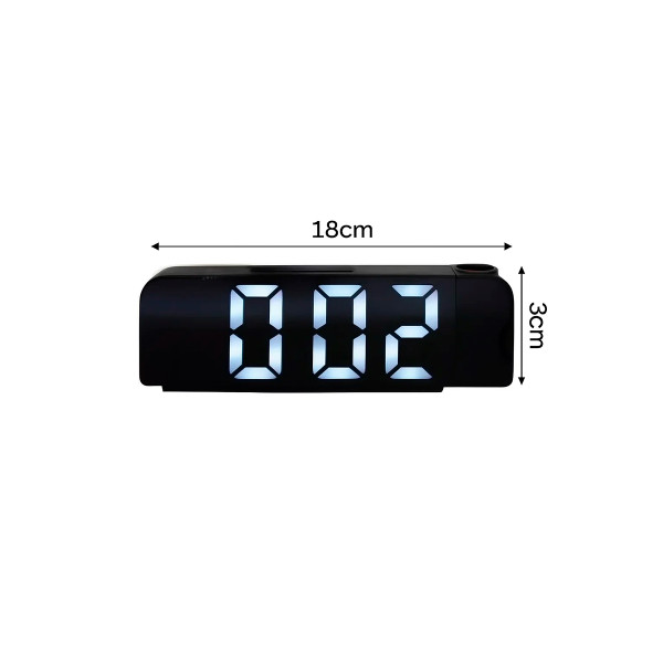 Relógio Alarme LED USB Projetor Hora Data Temperatura