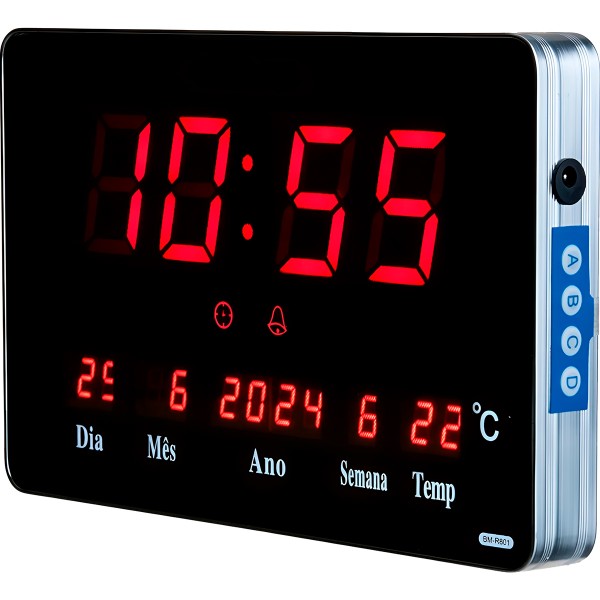 Relógio Parede Digital LED Data Hora Termômetro ... Relógio Parede Digital LED Data Hora Termômetro ...