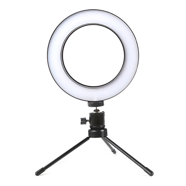 Ring Light 6 Polegadas com Tripé Ajustável e Luz...