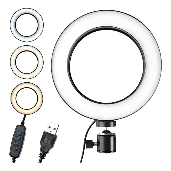 Ring Light 8 Polegadas com Suporte LED Luz Foto V�...