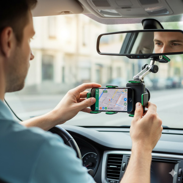 Suporte Retrovisor Veicular Celular 360 Graus Articulado