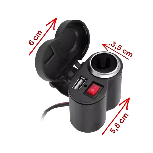 Tomada USB para Moto 12v Carregador Acendedor Cigarro