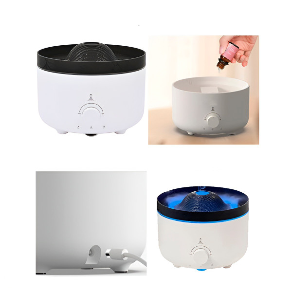 Umidificador de Ar Difusor Aromatizador Efeito Vulcão