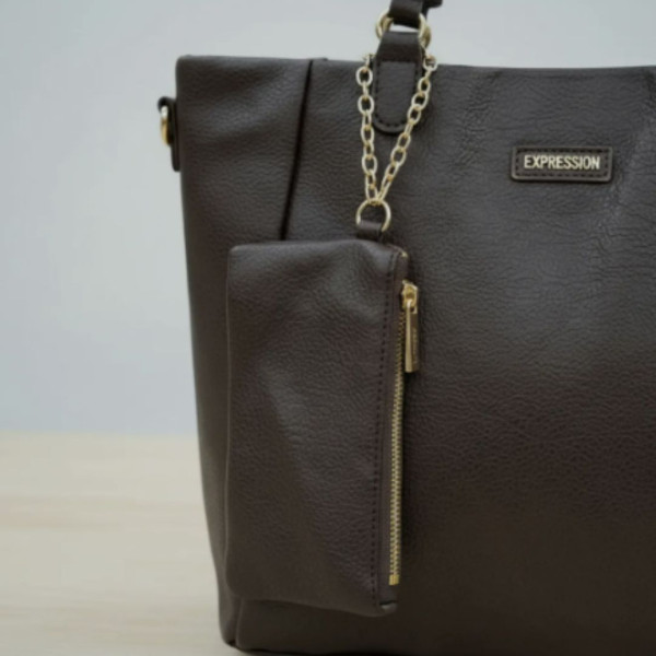 Kit 3 Peças Bolsa Feminina Estilo Tote - Marrom