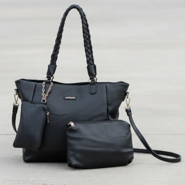 Kit 3 Peças Bolsa Feminina Estilo Tote - Preta