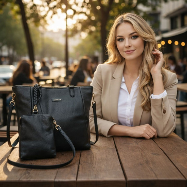 Kit 3 Peças Bolsa Feminina Estilo Tote - Preta