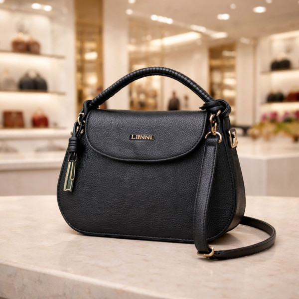 Bolsa Feminina Transversal com Alça em Corda - Preta