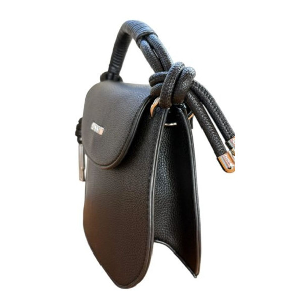 Bolsa Feminina Transversal com Alça em Corda - Preta