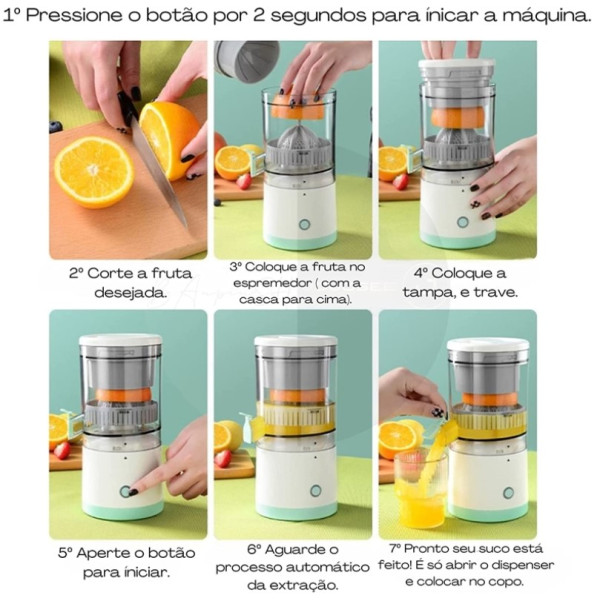 Espremedor Elétrico Suco Laranja Limão Portatil USB