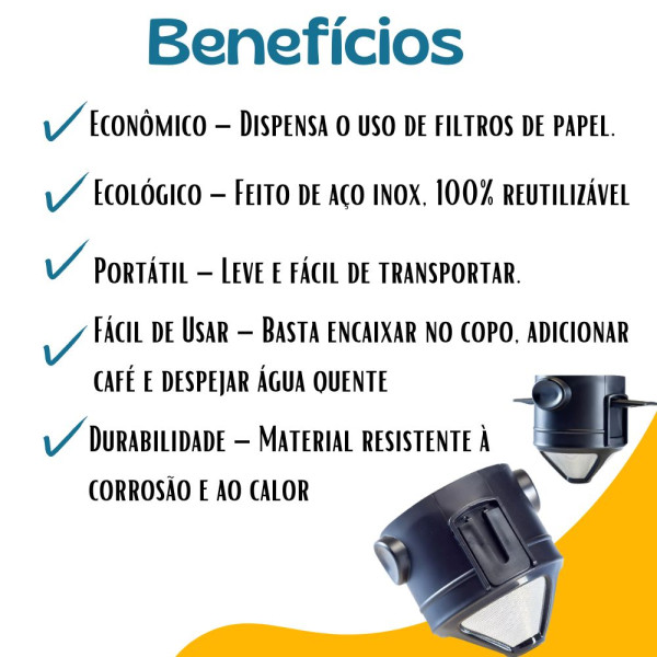Mini Filtro Coador de Café Portátil Reutilizável Com Suporte Dobrável