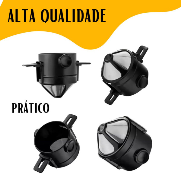 Mini Filtro Coador de Café Portátil Reutilizável Com Suporte Dobrável