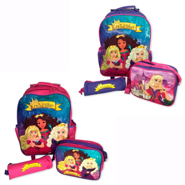 Kit Mochila Infantil Escolar com 3 peças Princesa...
