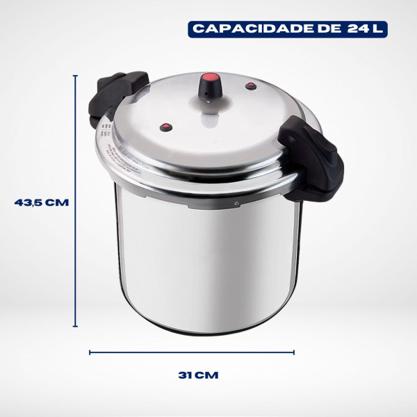 Panela de Pressão 24 Litros – Cozinhe Grandes Refeições com Praticidade e Segurança!