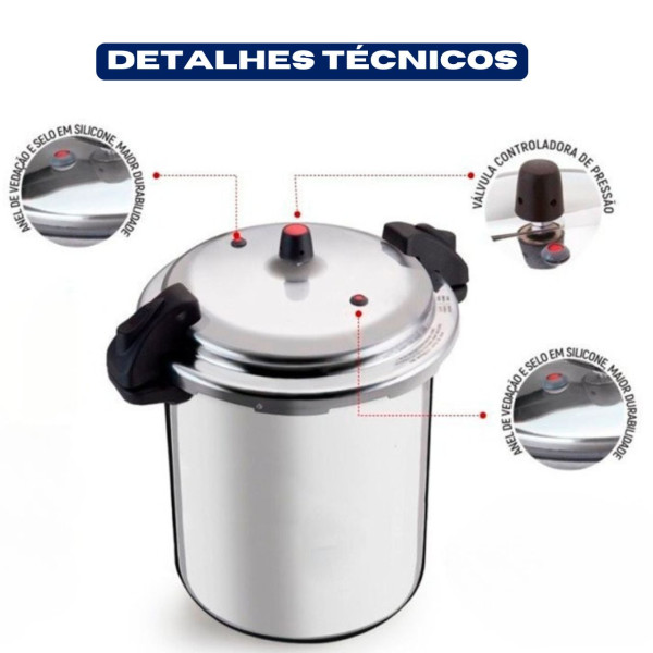 Panela de Pressão 24 Litros – Cozinhe Grandes Refeições com Praticidade e Segurança!