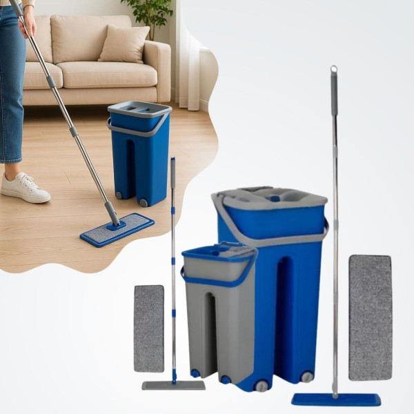 Rodo Flat Mop E Balde Lava E Seca Com 2 Refil Sort...